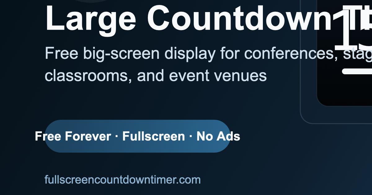 Large Countdown Timer — Free Big-Screen Display for Any Venue